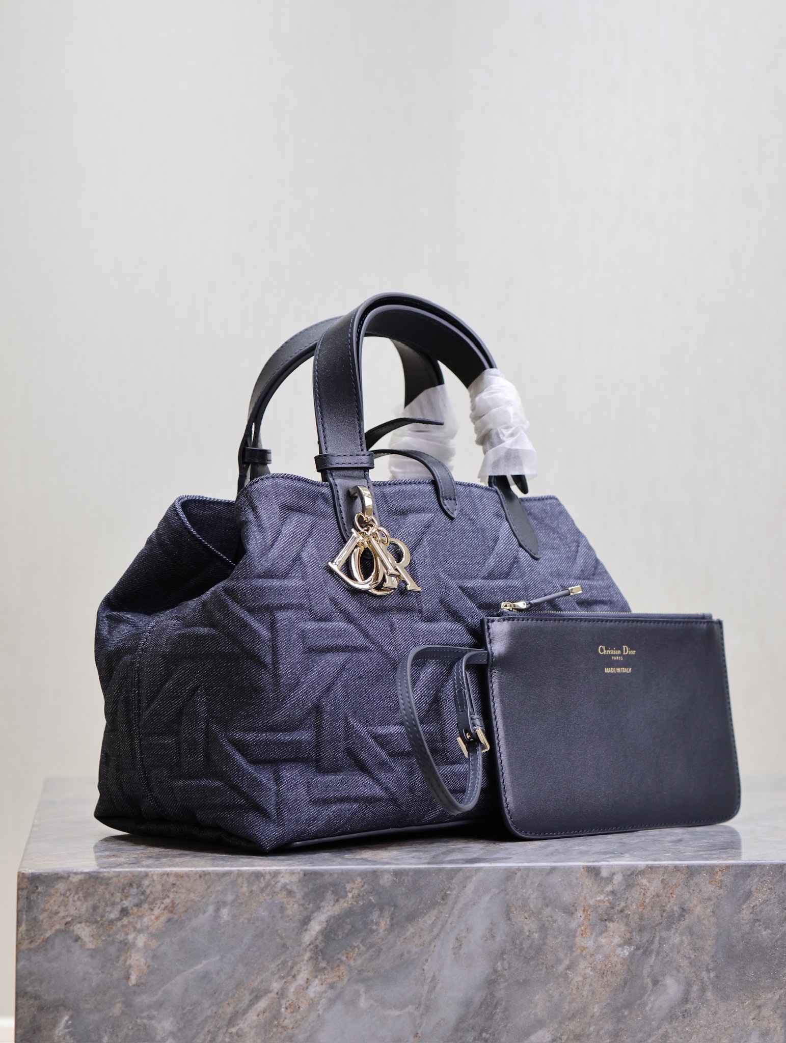 Medium Dior Toujours Bag Blue Graphic Cannage Denim